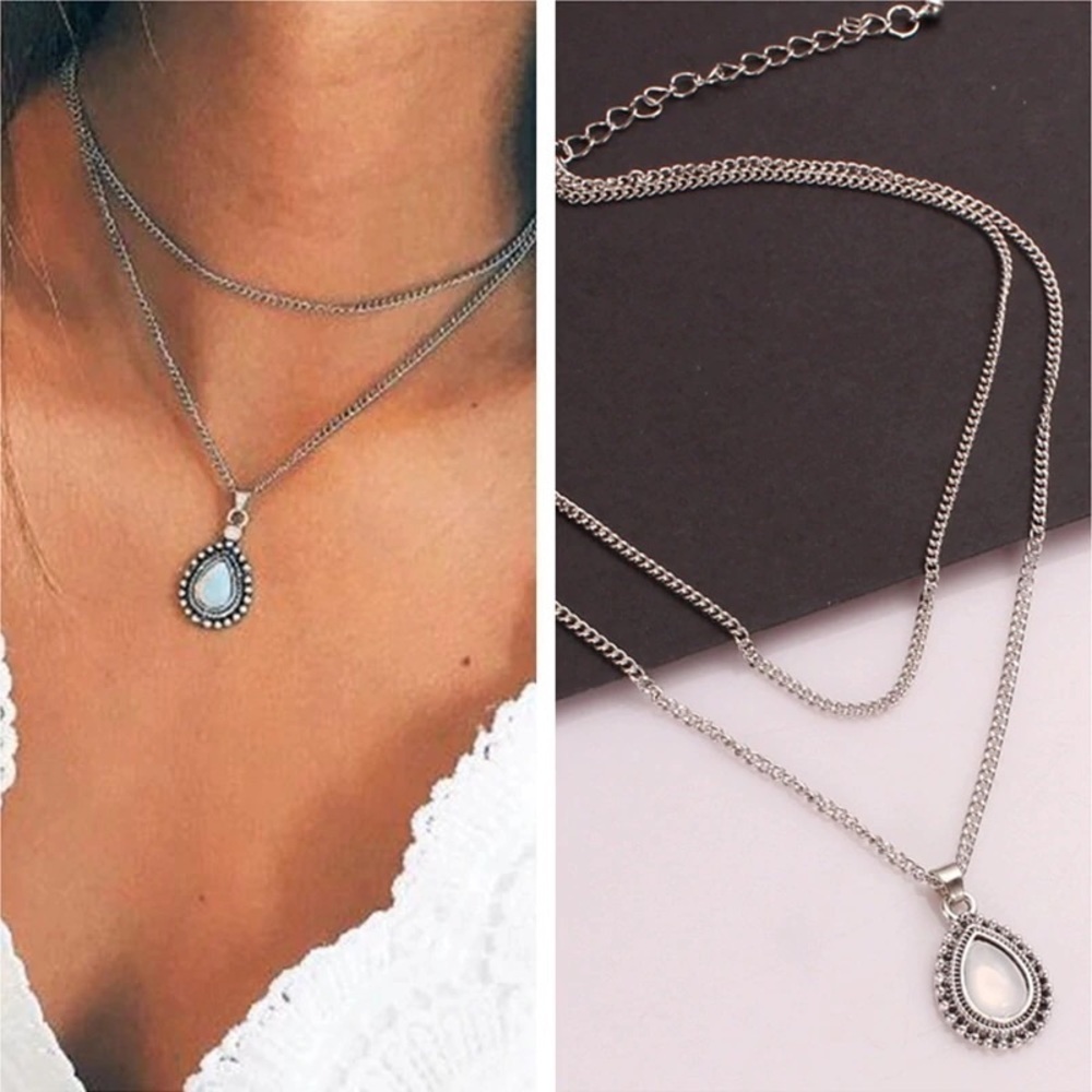 Vintage Layered Water Drop Necklace